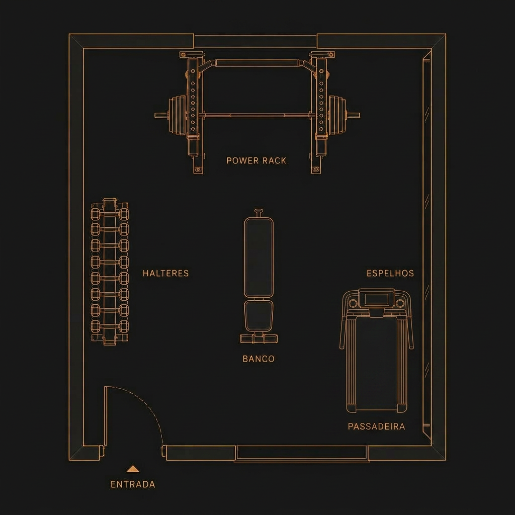Planta ilustrativa de um espaço SoloGym